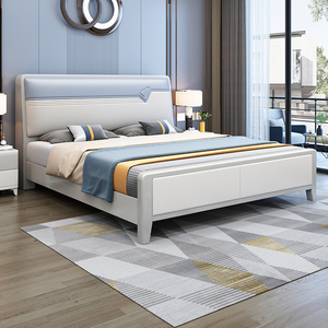 北欧轻奢软包实木床1.8米双人床现代简约1.5米主卧储物床白色婚床