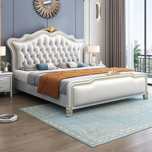 欧式实木床1.8米双人床主卧储物美式轻奢大床现代简约1.5米软靠床