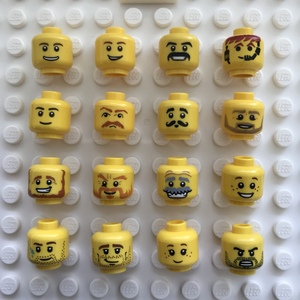乐高lego 小颗粒 人仔头 表情 笑脸 海军 太空人 大胡子 照相配件