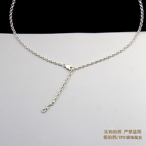 s925纯银欧美珍珠链项链带双调节口延长链西式做黑锁骨链个性配饰