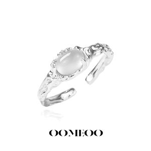 OOMEOO 原创设计清冷感新中式白玛瑙戒指高级小众设计开口可调节