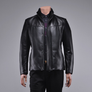 劲霸男装皮衣2022春季新品獭兔毛领绵羊皮羽绒服hpla4672正品