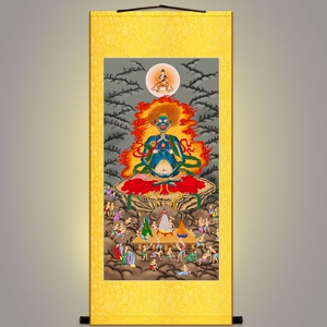 面燃大士神像 鬼王观世音菩萨画像挂画 大士爷普渡公卷轴画丝绸画