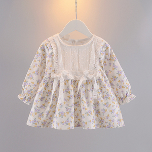 6个月女宝宝秋装公主裙0-1岁女童长袖纯棉碎花洋气小裙子婴儿衣服