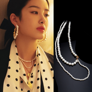 杨采钰同款珍珠项链年轻款时尚2020年新款短锁骨链女双层法式复古