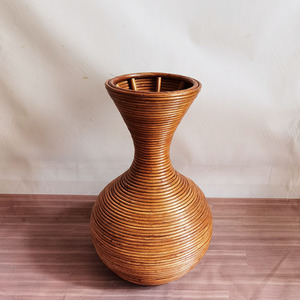 东南亚风格印尼藤编小花瓶现代简约桌面装饰插花器防摔聚财鱼篓瓶