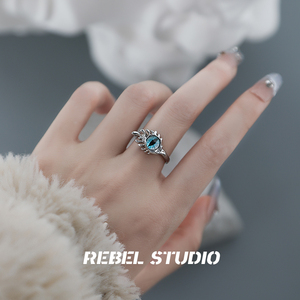 rebel studio原创恶魔之眼猫瞳戒指女小众设计可调节高级开口指环