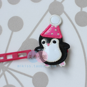 正品欧美外单发饰头饰企鹅卡通小动物皮质边夹宝宝礼物满88包邮