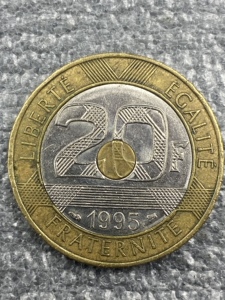 1995年法国20法郎纪念圣米希歇尔修道院双金属币 流通品 硬币收藏