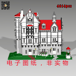 非实物乐高lego积木MOC图纸LDD大型古典建筑带内饰