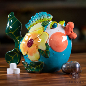 bluesky仙女鱼茶壶布鲁瓷罗兰鱼水壶调味瓶釉下彩陶瓷水壶咖啡壶