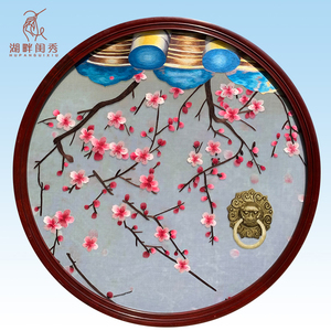 手工刺绣苏绣4丝精品梅花宫廷画玄关书房卧室客厅沙发中式风格画