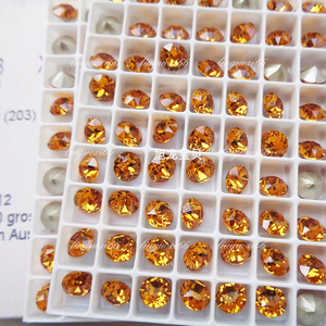 奥地利尖底金黄色203美甲施家华子水晶玻璃钻石立体钻堆钻甲片钻