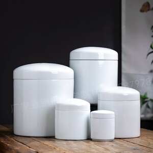 圆形白色骨灰罐子骨灰坛大号小号景德镇宠物狗狗猫猫咪火化骨灰盒