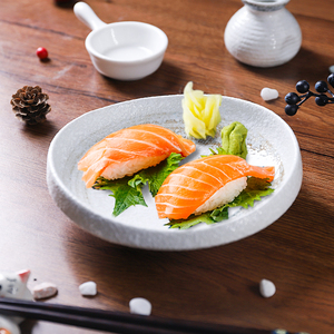 日式陶瓷餐具创意厚边圆盘不规则酒店菜盘子前菜盘日料菜盘刺身碗