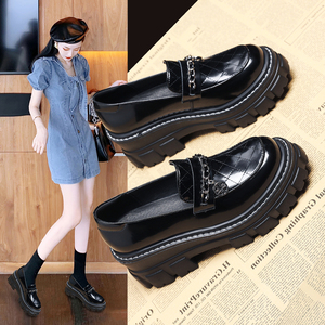 tgreg一脚蹬单鞋女真皮休闲乐福鞋百搭时尚厚底松糕小皮鞋