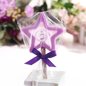 紫色五角星棒棒糖手工皂儿童水果卡通幼儿礼品香皂洗手洗澡7a302