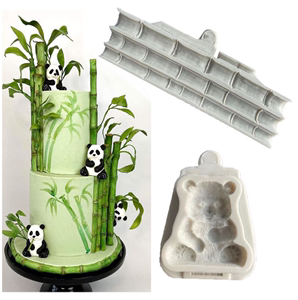 竹子熊猫硅胶模具 翻糖蛋糕装饰模具diy巧克力烘焙模具
