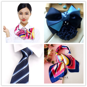 银行空姐酒店服务员工作商务正装职业装小方巾丝巾头花领带女配套