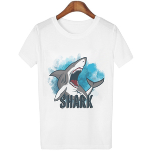 Shark Tshirt Women 个性大白鲨印花青少年夏季t恤女韩版短袖t恤