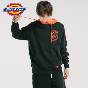 dickies撞色拼接宽松连帽卫衣 男女同款情侣秋季新品上衣dk008155