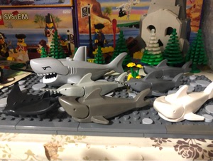 古董乐高lego鲨鱼锯鳐恶魔鱼魔鬼鱼2547c01 62605pb01c01深蓝灰色