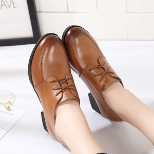 真皮女鞋低跟单鞋女休闲鞋女韩版百搭2017新款小皮鞋工作鞋女黑色