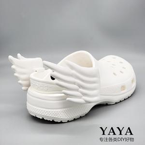 crocs洞洞鞋鞋花配饰白色天使翅膀拖鞋装饰挂件DIY鞋扣跨境新品