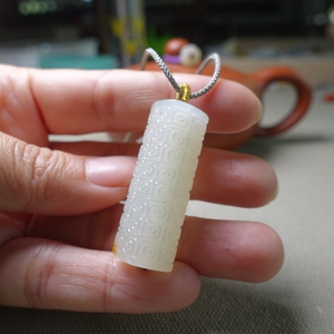 新疆和田玉籽料 苏工和田玉籽料红沁皮仿古回纹玉琮 念想铺