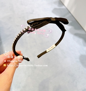 现货 21新 miumiu 缪缪黑色 蝴蝶结 镶嵌水钻 水晶发簪 发夹 发箍