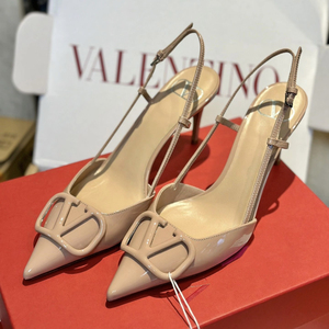 正品代购Valentino/华伦天奴女士VLOGO漆皮后系带尖头高跟鞋凉鞋