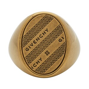 givenchy/纪梵希男士黄铜金色饰链镌刻戒指 201027ss0027