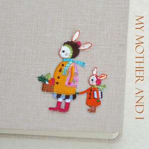 兔子母子兔刺绣布贴 手账本刺绣贴片 儿童衣服包包书套皮贴花绣片