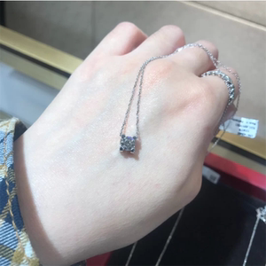 cartier/卡地亚 c de牛头钻18k玫瑰金项链黄金镶钻吊坠 锁骨链 女