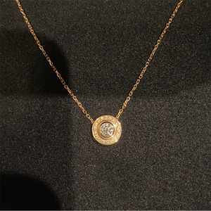 cartier/卡地亚 damour 小飞碟单钻18k玫瑰金项链 镶钻锁骨链 女