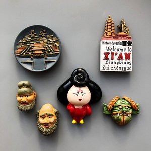 陕西西安旅游纪念品长安古城树脂立体冰箱贴磁性贴唐三彩吸铁石