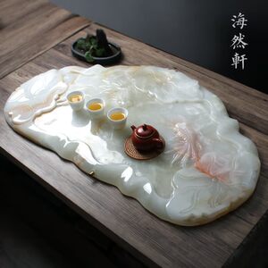 阿富汗玉石茶盘天然