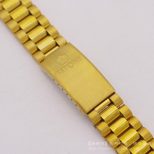 全新titoni梅花王/梅花不锈钢金色老款737折叠扣男士手表表带20mm