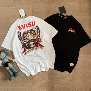 潮牌ev福神短袖2022潮男经典达摩印花圆领t恤宽松纯棉男女情侣款