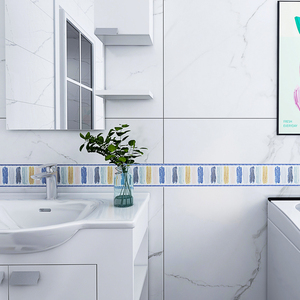 厨房墙纸腰线贴纸耐高温自粘防水防油浴室卫生间墙面创意装饰墙贴