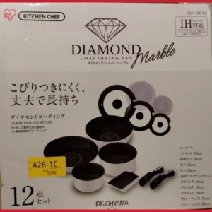 日本代购iris爱丽思不粘锅钻石白色高颜值12件套手柄可拆卸洗碗机