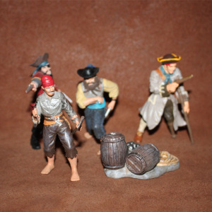 safari 仿真人偶模型玩具 加勒比海盗系列人物四件套打包及火药桶