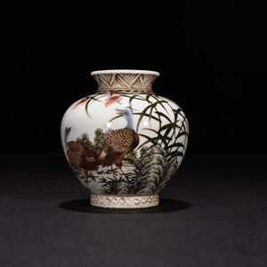 民国吴寿祺湖南醴陵釉中彩鹭雁纹水盂   海外回流古董古玩*220625