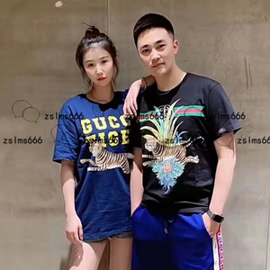 gucci短袖男款2022新款老虎印花 古驰t恤女款宽松纯棉tee情侣款
