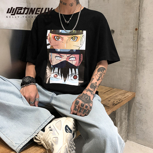 ulzzang潮牌ins日系漫画t恤动漫印花oversize短袖宽松衣服男女bf