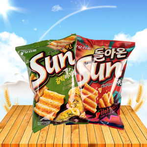 韩国进口零食 好丽友sun玉米微辣锅巴片80g 波浪薯片锅巴休闲小吃