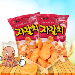 韩国进口食品 农心章鱼膨化片 酥片 烤乌鱼味虾条鱿鱼膨化90g