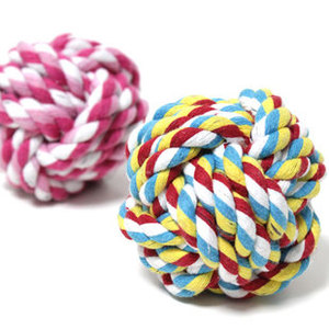 宠物玩具棉线结绳球 中号 磨牙洁牙齿玩具棉球 狗玩具 颜色随机