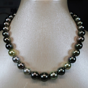 『k家珠宝』日本特选黑蝶大溪地海水女王黑珍珠项链真科研大证