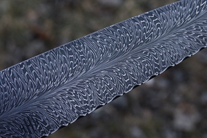 美国兰迪·哈斯经典羽毛纹大马士革钢——兰迪标记60hrc〓rh-75